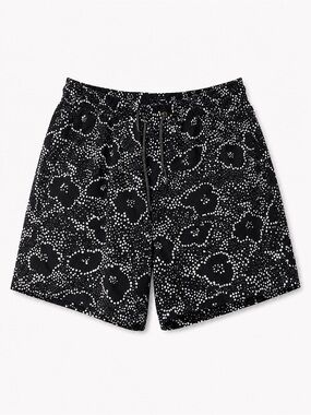 Black Dot Floral Swim Trunks Forever 21